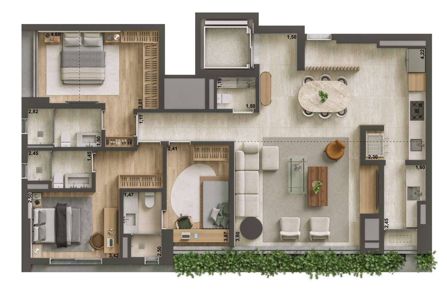 Apartamento opção 3 | 130 m²