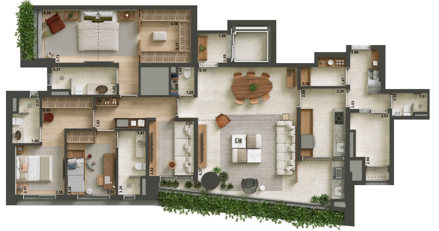 Apartamento Opção 1 | 170 m²