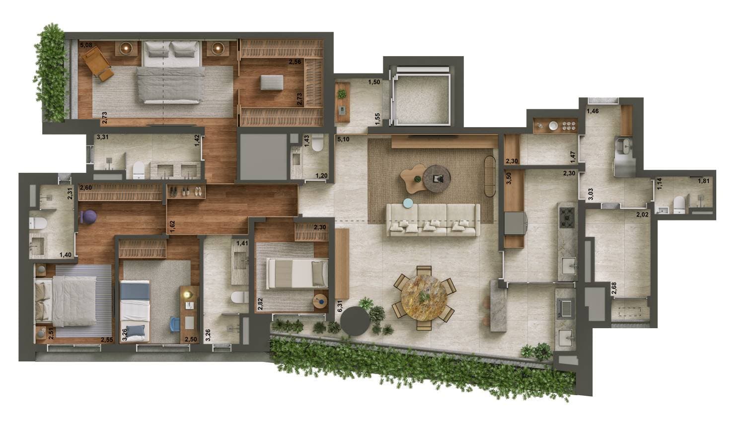 Apartamento Opção 5 | 170 m²